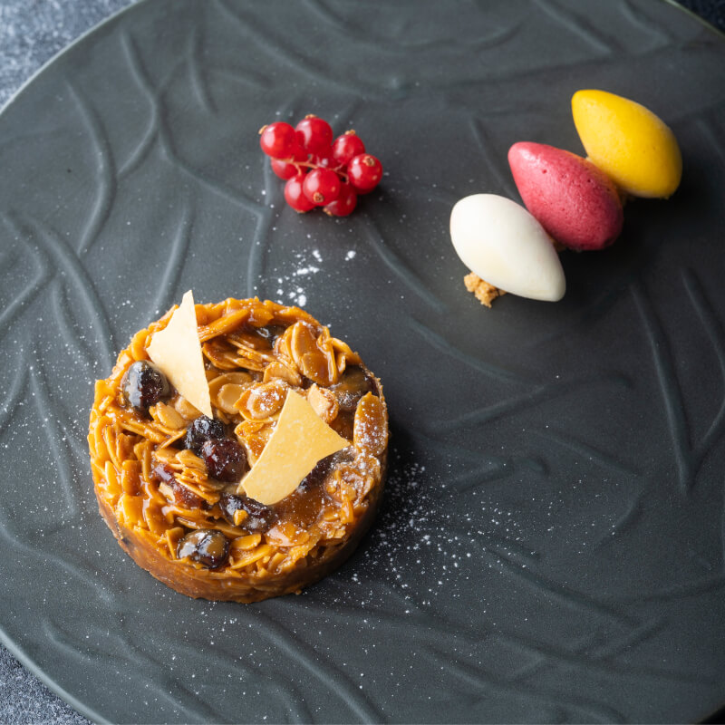 Badam Halwa Pie with Sorbet