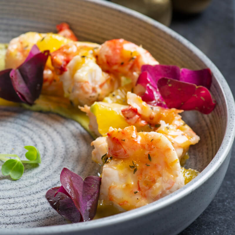 Poached and Chilled Scarlet Prawns