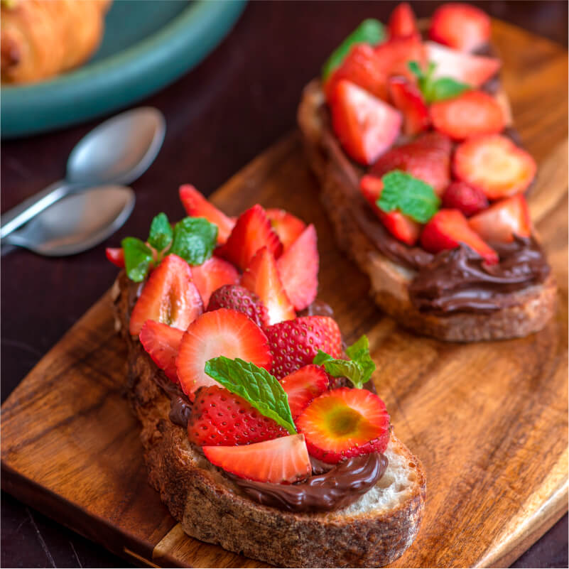 Strawberries and Mint over Salted Dark Chocolate