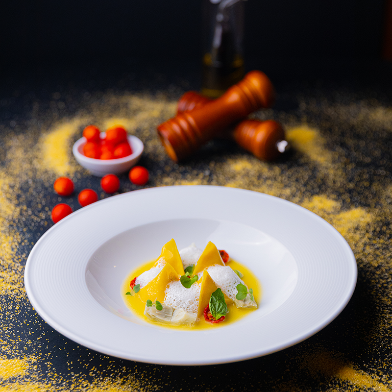 Pumpkin Ravioli with Sage Foam